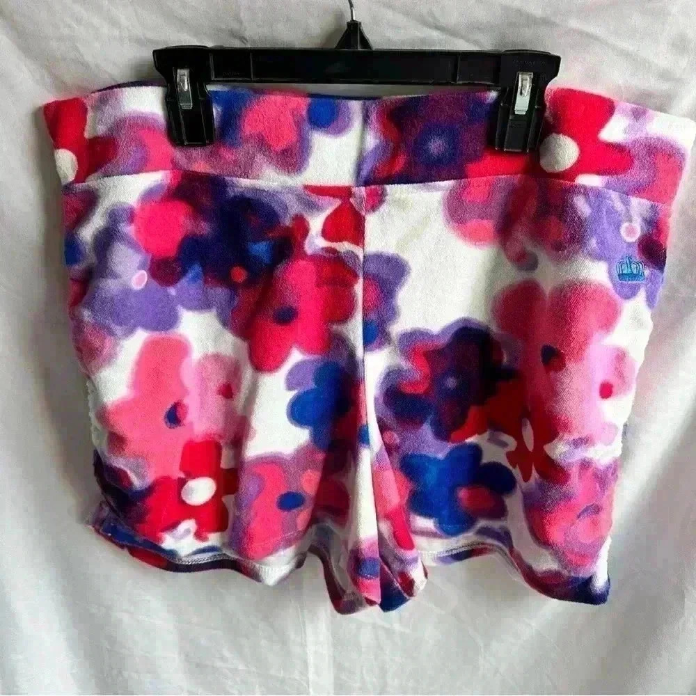 Juicy by Juicy Couture Pink and Purple Retro Floral Y2K Pajama Shorts Size XL